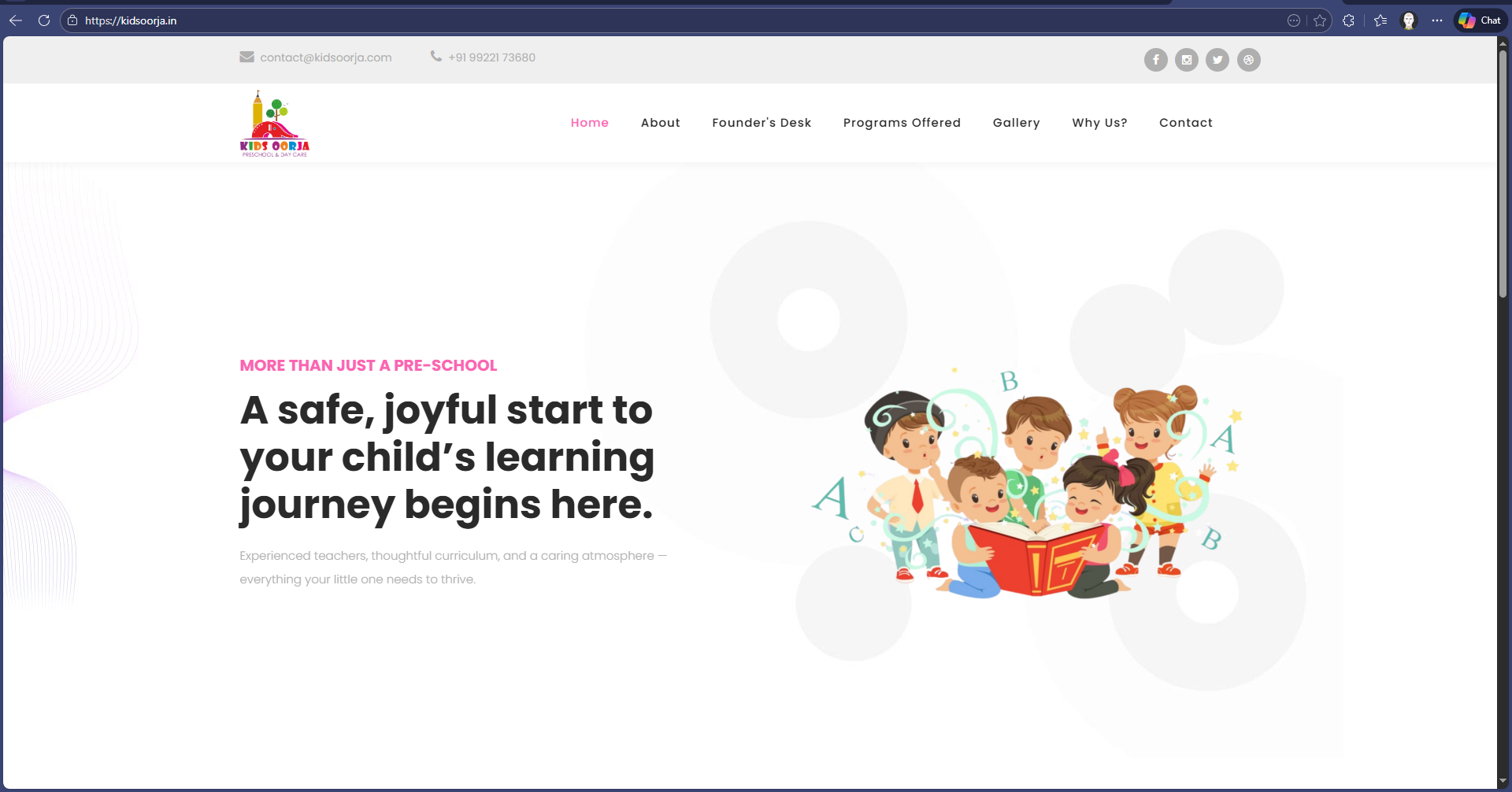Kids Oorja - Preschool Website